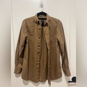 Dark Khaki Brown Button Up